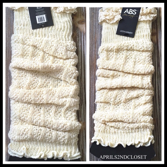 ABS IVORY CROCHET KNIT LEG WARMERS BOOT COVERS - Picture 4 of 8
